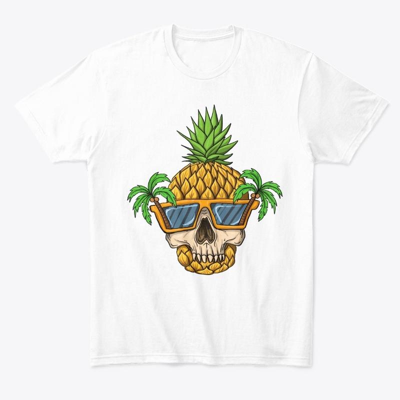 Vacation pineapple skull with sunglasses