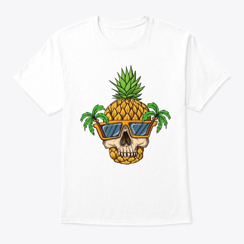 Vacation pineapple skull with sunglasses