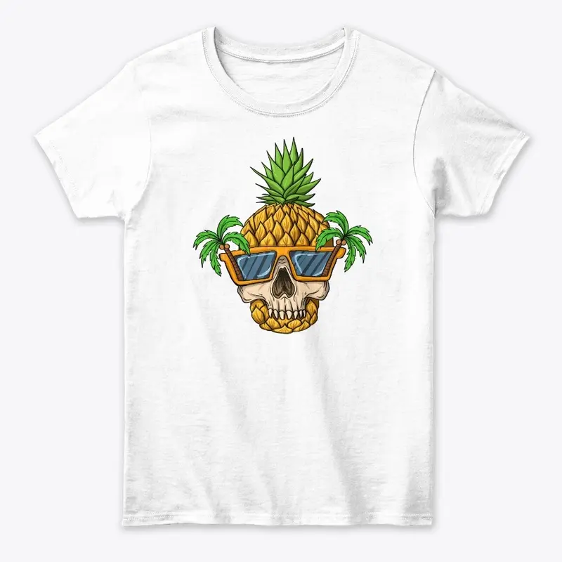 Vacation pineapple skull with sunglasses